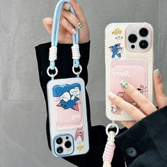 Tom & Jerry Lanyard Card Holder iPhone Case – Cute Silicone Wallet Cover with Strap