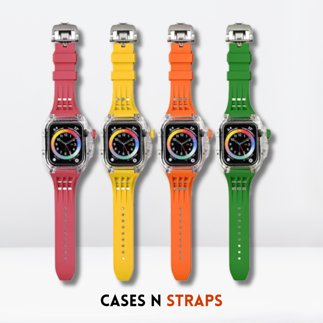 Transparent Case + Rubber Strap Modification Kit For iWatch Orange Color