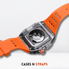 Transparent Case + Rubber Strap Modification Kit For iWatch Orange Color Mobile Case by CoverMeUp - Style 3