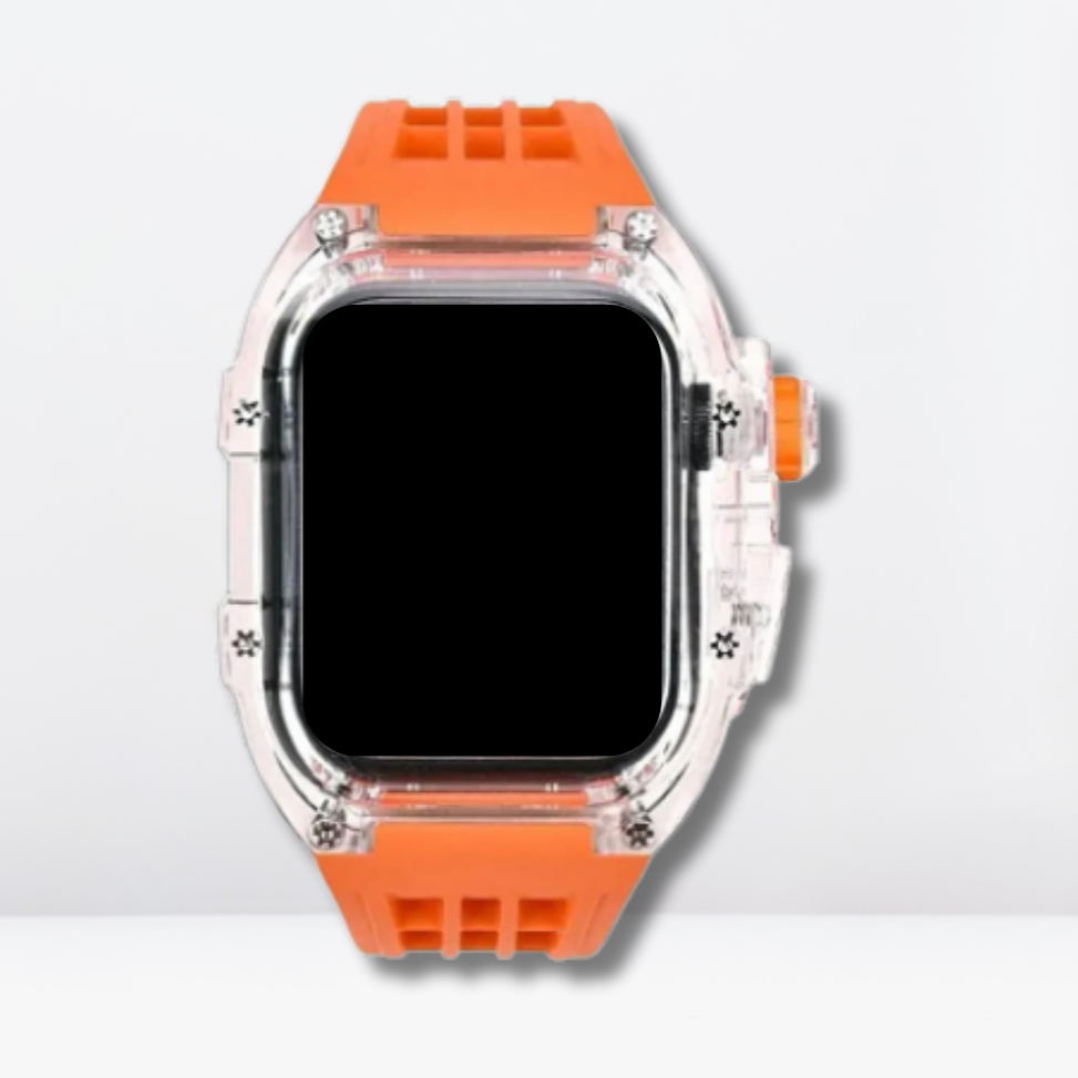 Transparent Case + Rubber Strap Modification Kit For iWatch Orange Color