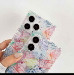 Transparent Travel Stamp Phone Case – World Explorer Design | Durable Clear Cover