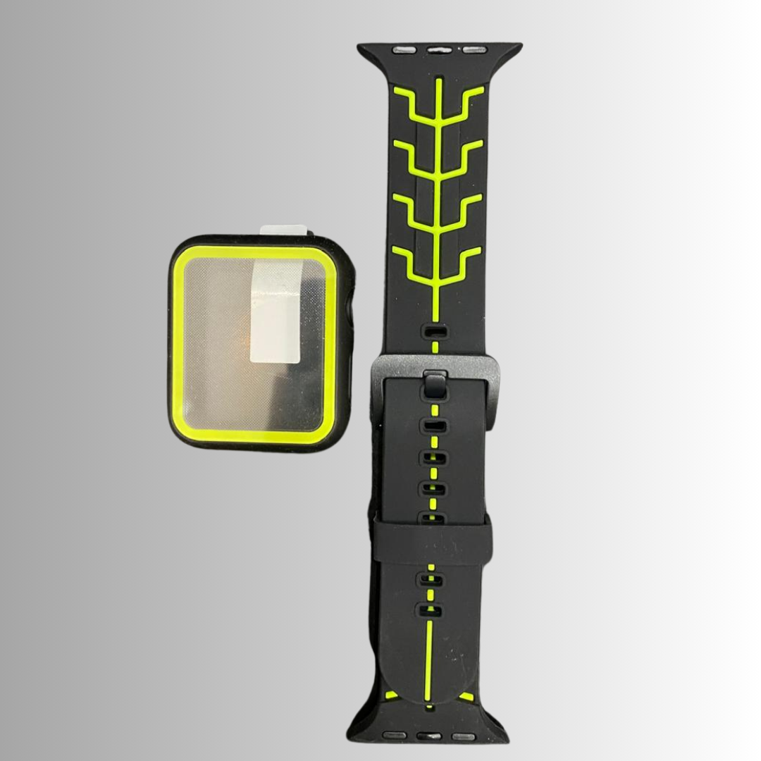 Tron Series Silicone Sport Watch Strap GET WATCH CASE FREE for iWatch 45 MM Mobile Case by CoverMeUp - Style 4