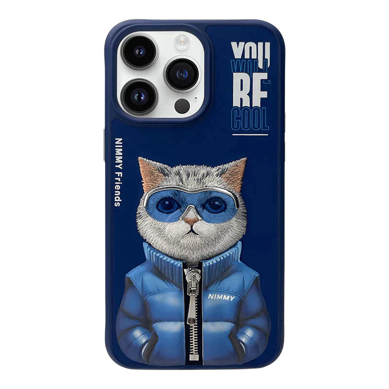Nimmy Cute Animal Jacket Series Cat Case for iPhone 15 Pro Max (Blue)