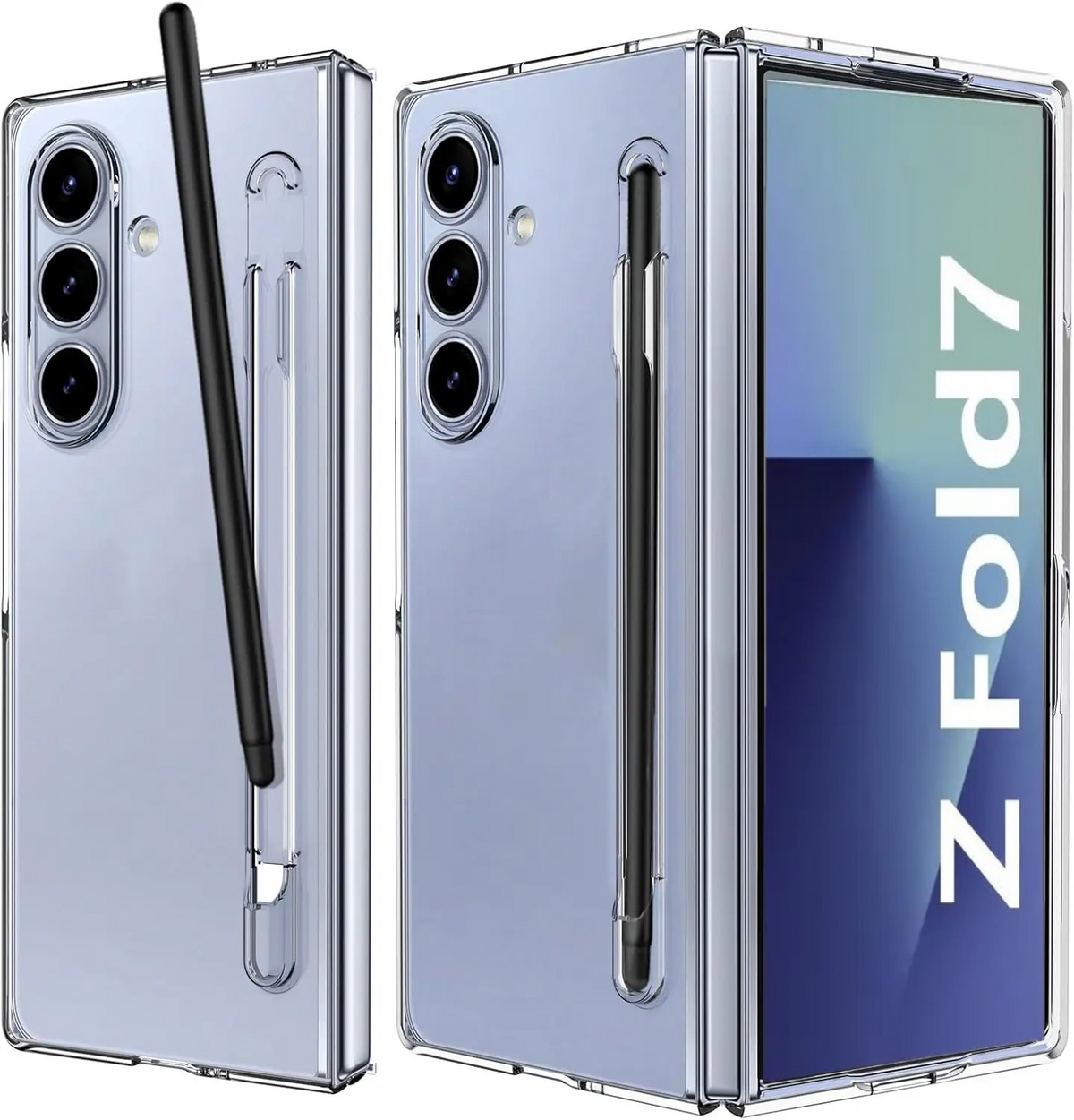 Samsung Galaxy Z Fold7 Cristal Clear Case with S Pen & Inbuilt Front Glass - Transparent