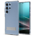 Samsung Galaxy S25 Ultra Shockproof Transparent Case with Metal Kickstand Holder - Clear Mobile Case by CoverMeUp