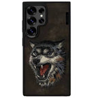 Nimmy Premium Embroidered Leather Case - Samsung Galaxy S25 Ultra Nimmy Official Embroidery Leather Back Cover Case - Wolf