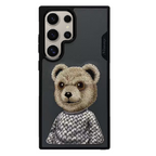 Nimmy Premium Embroidered Leather Case - Samsung Galaxy S24 Ultra Nimmy Embroidery Leather Back Cover Case - Teddy