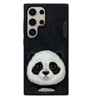 Nimmy Premium Embroidered Leather Case - Samsung Galaxy S24 Ultra Nimmy Embroidery Leather Back Cover Case - Panda