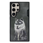 Nimmy Premium Embroidered Leather Case - Samsung Galaxy S24 Ultra Nimmy Embroidery Leather Back Cover Case - Wolf Jacket