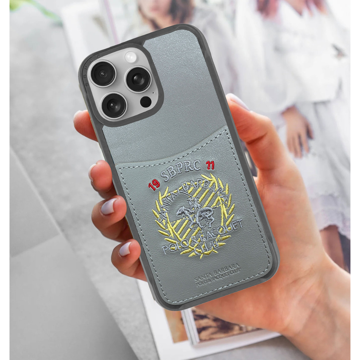 Protective Apple iPhone Back Cover - Santa Barbara Polo Raquet Club Abner Series for iPhone 16 Pro Max (Grey) - Style 2