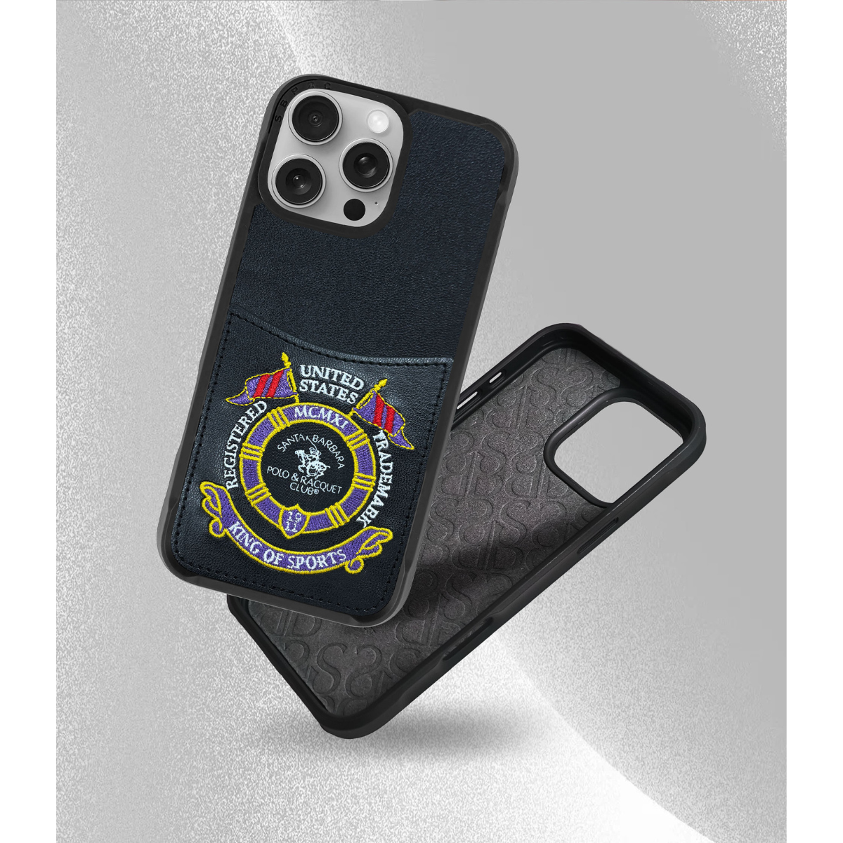 Protective Apple iPhone Back Cover - Santa Barbara Polo Raquet Club Abner Series for iPhone 16 Pro (Black) - Style 2