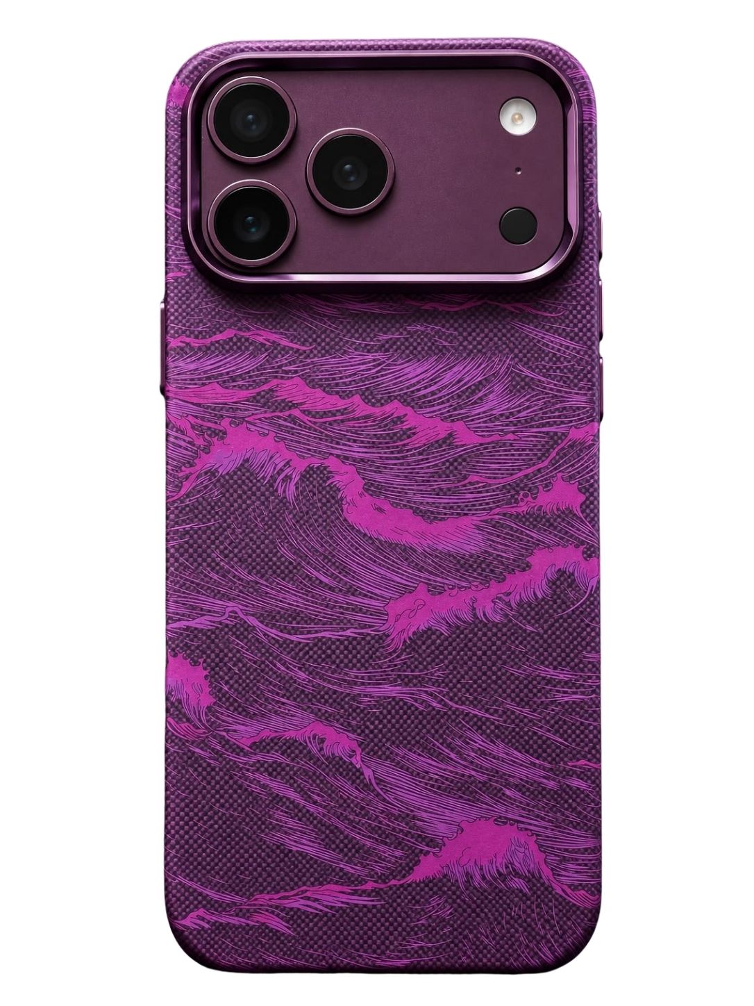 LUXO CARBON MAGSAFE WAVE PATTERN CASE - BURGUNDY COLOR FOR IPHONE 18 SERIES