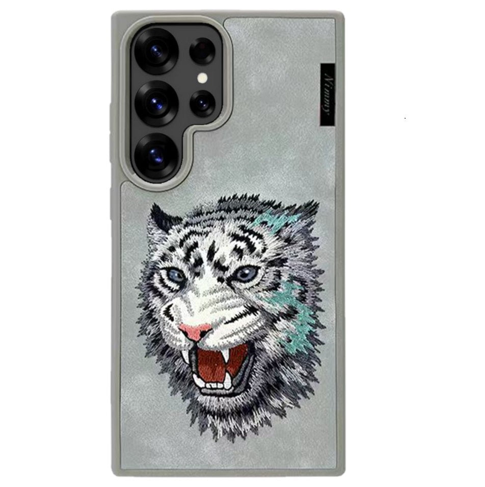 Nimmy Premium Embroidered Leather Case - Samsung Galaxy S25 Ultra Nimmy Official Embroidery Leather Back Cover Case - Tiger