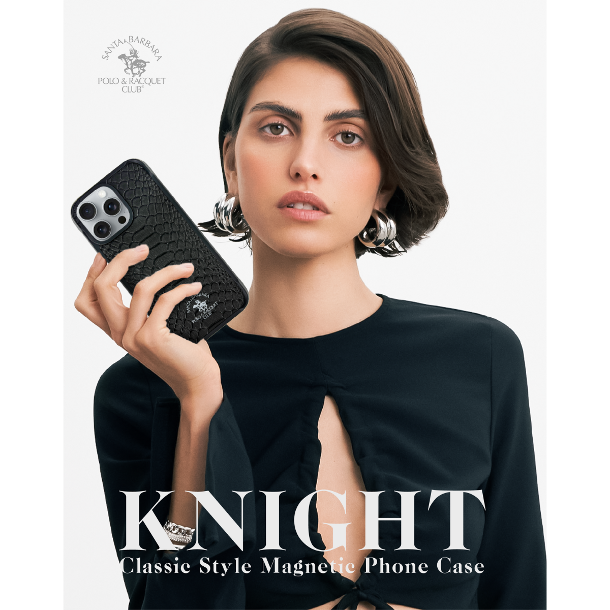 Protective Apple iPhone Back Cover - Santa Barbara Polo Raquet Club KNIGHT Series for iPhone 16 Pro (Black) - Style 4
