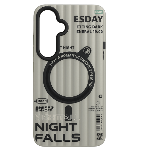 Night Falls TPU Phone Case – Minimalist Cyber Style with Switch Dial & Romantic Universe Quote