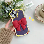 3D Bow Star Magic Wand Rubber Silicone Case Mobile Case by CoverMeUp - Style 2