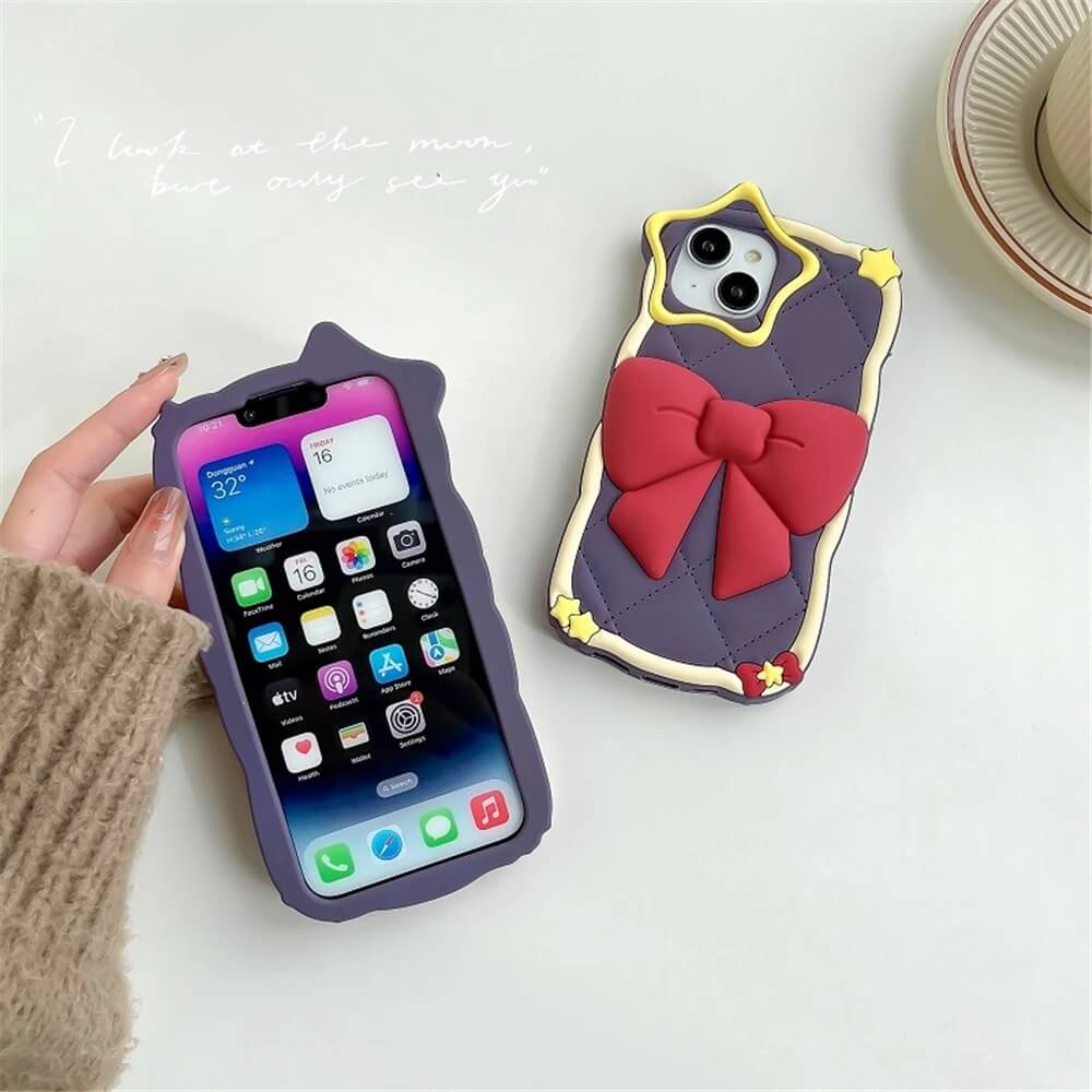 3D Bow Star Magic Wand Rubber Silicone Case Mobile Case by CoverMeUp - Style 6