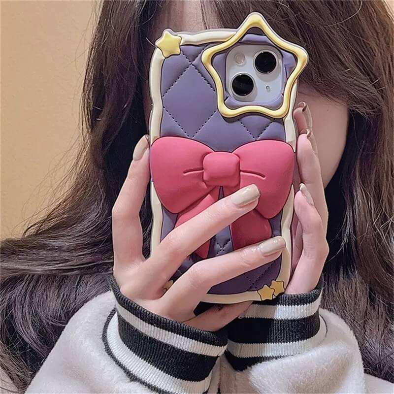 3D Bow Star Magic Wand Rubber Silicone Case Mobile Case by CoverMeUp - Style 8