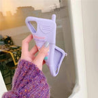 Protective Apple iPhone Back Cover - Purple Mobile Cute Phone Rubber iPhone Case With Fur Hanging - Style 5
