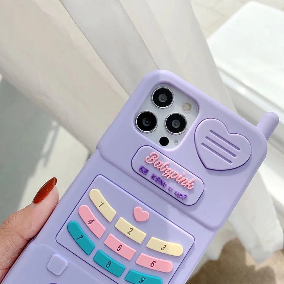 Protective Apple iPhone Back Cover - Purple Mobile Cute Phone Rubber iPhone Case With Fur Hanging - Style 3