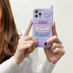 Protective Apple iPhone Back Cover - Purple Mobile Cute Phone Rubber iPhone Case With Fur Hanging - Style 6