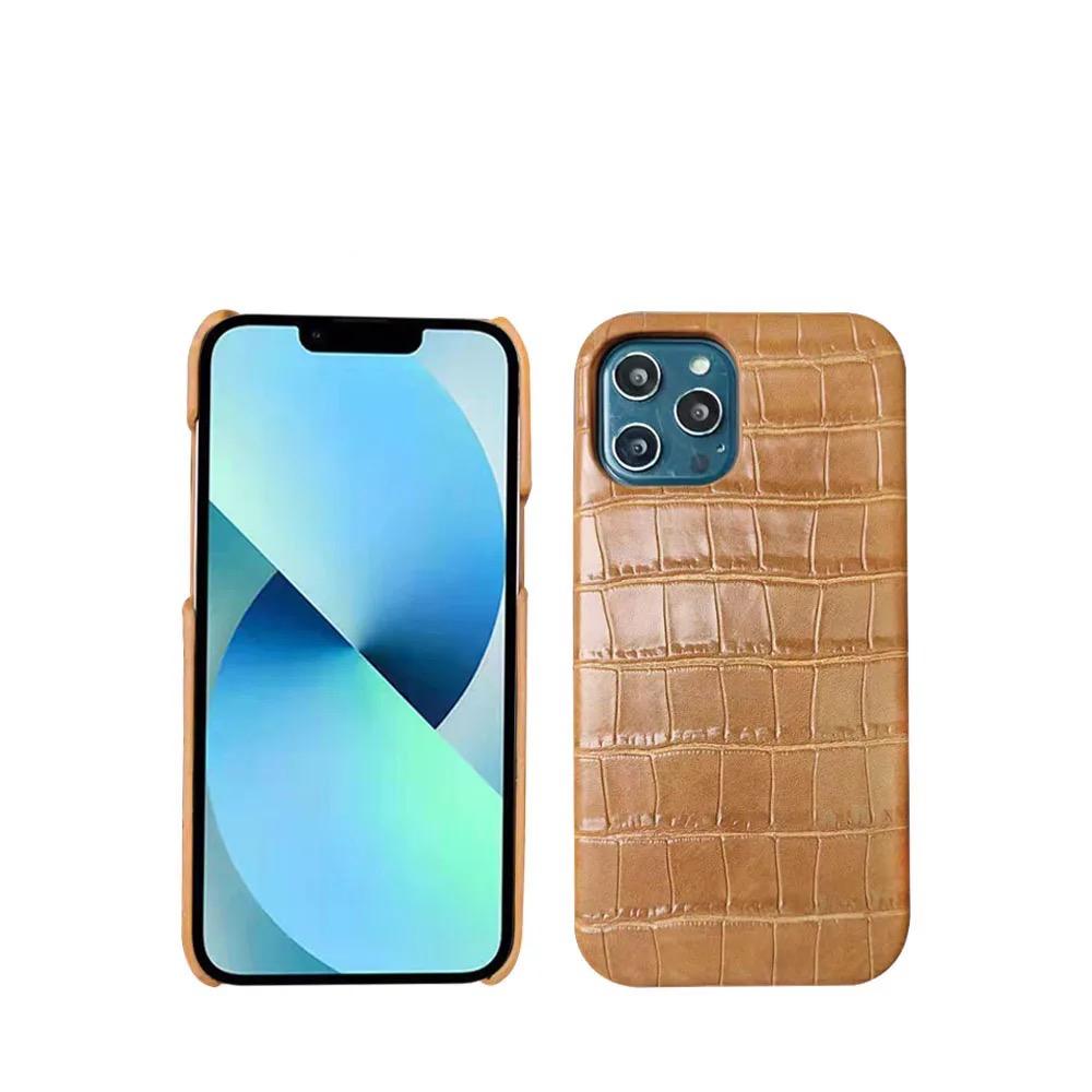 Protective Apple iPhone Back Cover - iPhone Basic New Crocodile Leather Case With Custom Initial Name - Style 6