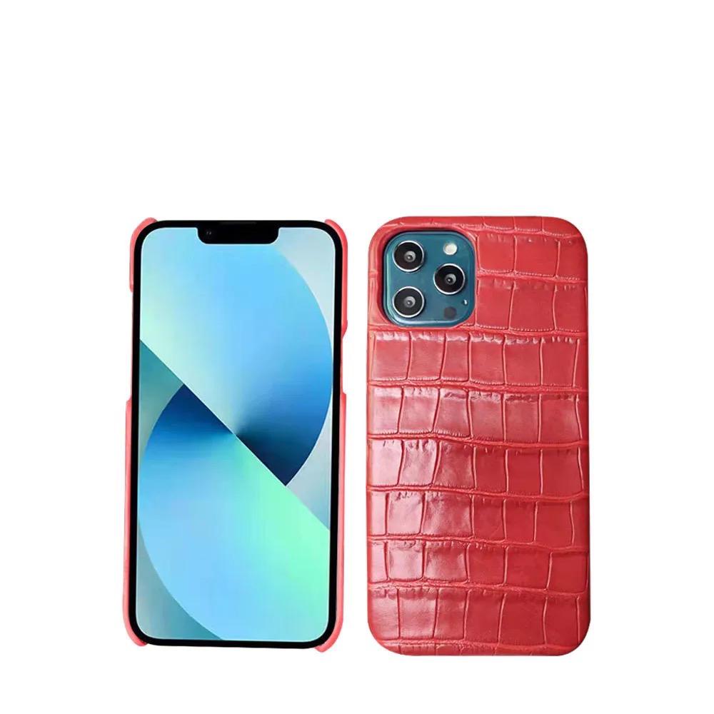 Protective Apple iPhone Back Cover - iPhone Basic New Crocodile Leather Case With Custom Initial Name - Style 9