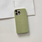 Protective Apple iPhone Back Cover - iPhone New Luxury Crocodile Leather Case With Custom Initial Name - Style 6