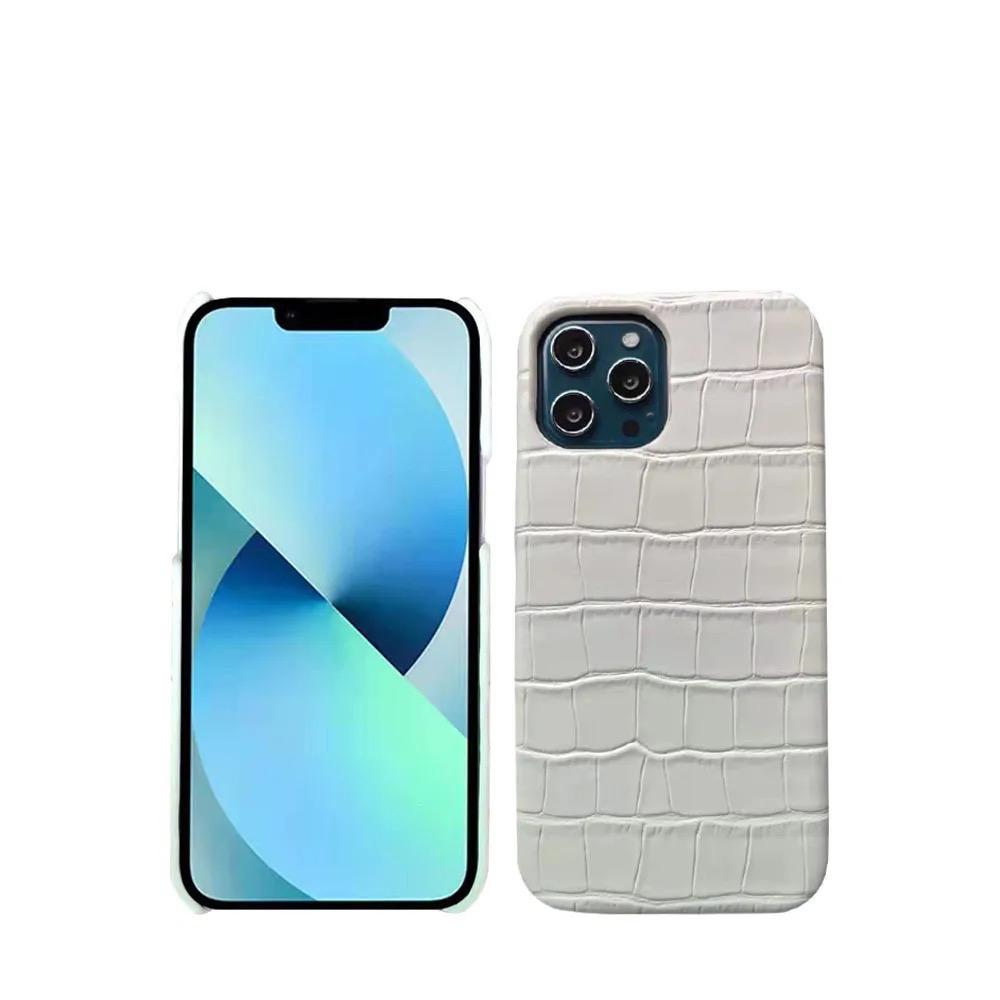 Protective Apple iPhone Back Cover - iPhone Basic New Crocodile Leather Case With Custom Initial Name - Style 8
