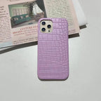 Protective Apple iPhone Back Cover - iPhone New Luxury Crocodile Leather Case With Custom Initial Name - Style 5