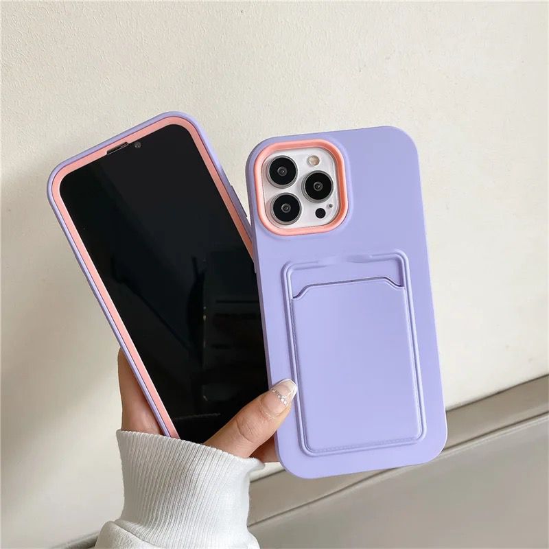 Protective Apple iPhone Back Cover - Card Holder iPhone Dual Coverage Soft Case - Style 2