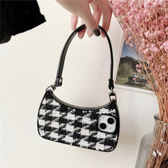 B/W iPhone Fabric Handbag Lanyard Silicone Case