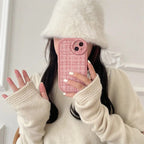 Protective Apple iPhone Back Cover - Luxury iPhone Fabric Fluffy Plush Silicone Round Camera Soft iPhone Case - Style 3