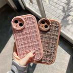 Protective Apple iPhone Back Cover - Luxury iPhone Fabric Fluffy Plush Silicone Round Camera Soft iPhone Case - Style 2