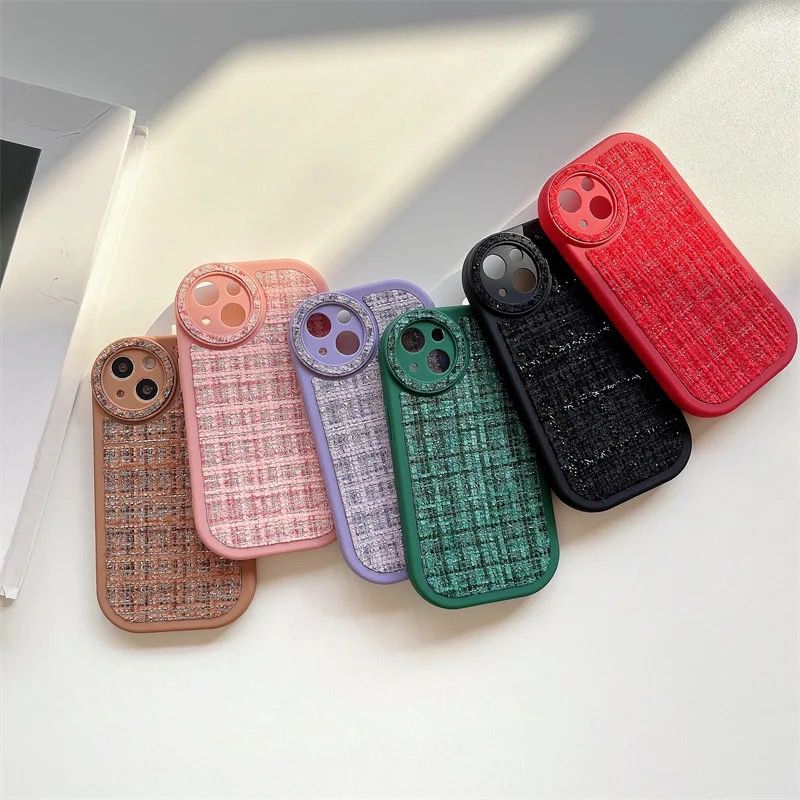 Protective Apple iPhone Back Cover - Luxury iPhone Fabric Fluffy Plush Silicone Round Camera Soft iPhone Case