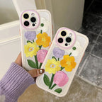 Protective Apple iPhone Back Cover - Cute Embroidery Fabric Floral iPhone Plush Silicone Case