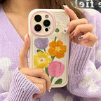 Protective Apple iPhone Back Cover - Cute Embroidery Fabric Floral iPhone Plush Silicone Case - Style 2