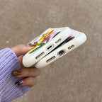 Protective Apple iPhone Back Cover - Cute Embroidery Fabric Floral iPhone Plush Silicone Case - Style 7