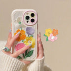 Protective Apple iPhone Back Cover - Cute Embroidery Fabric Floral iPhone Plush Silicone Case - Style 5