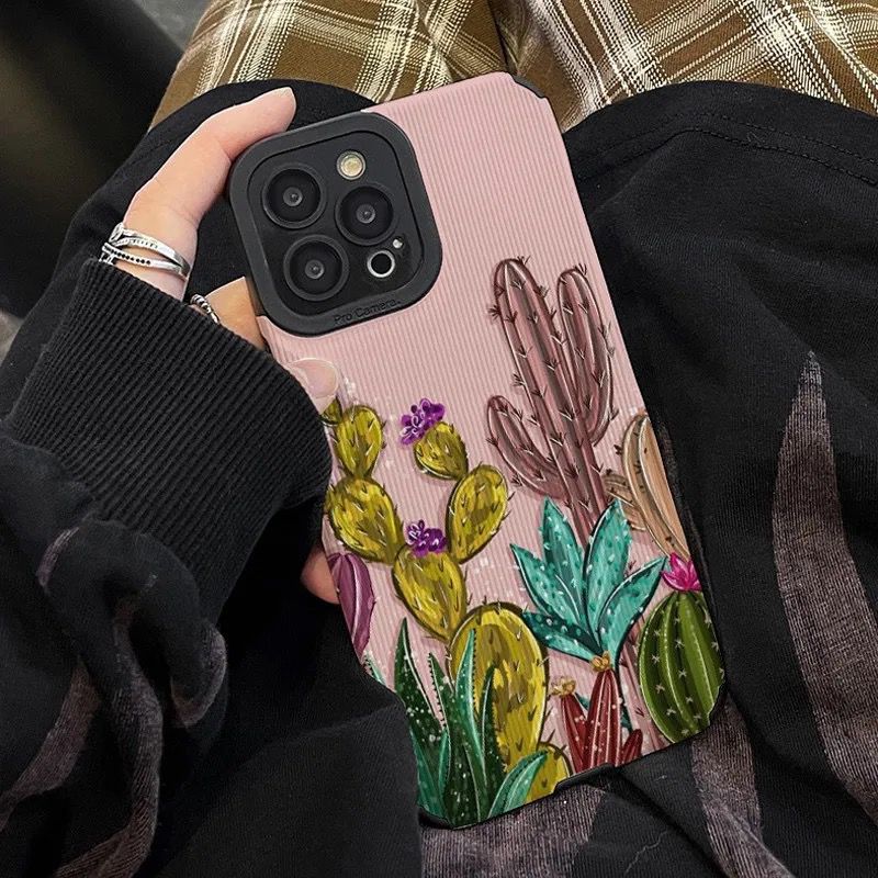Protective Apple iPhone Back Cover - Cactus iPhone Textured Silicone Soft Case - Style 2