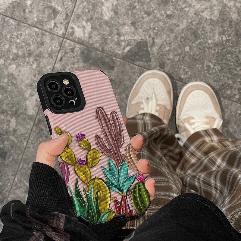 Protective Apple iPhone Back Cover - Cactus iPhone Textured Silicone Soft Case - Style 5