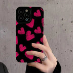 Protective Apple iPhone Back Cover - Love Hearts iPhone Textured Silicone Case - Style 2