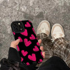 Protective Apple iPhone Back Cover - Love Hearts iPhone Textured Silicone Case - Style 5