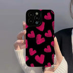 Protective Apple iPhone Back Cover - Love Hearts iPhone Textured Silicone Case
