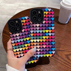 Protective Apple iPhone Back Cover - Colorful Hearts iPhone Textured Silicone Case - Style 3