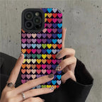 Protective Apple iPhone Back Cover - Colorful Hearts iPhone Textured Silicone Case - Style 2
