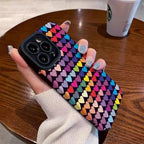 Protective Apple iPhone Back Cover - Colorful Hearts iPhone Textured Silicone Case
