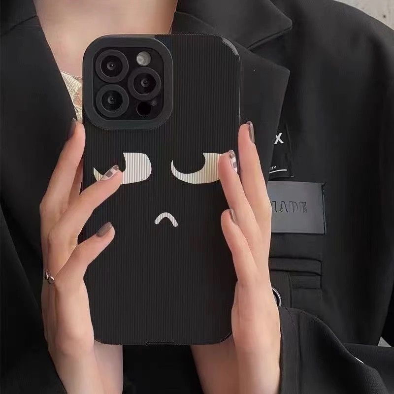 Protective Apple iPhone Back Cover - Spoof Face Eye iPhone Textured Silicone Case - Style 2