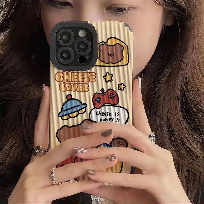 Protective Apple iPhone Back Cover - Cute Cheese iPhone Textured Silicone Case - Style 2