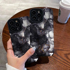 Protective Apple iPhone Back Cover - B/W Marble iPhone Textured Silicone Cases - Style 2